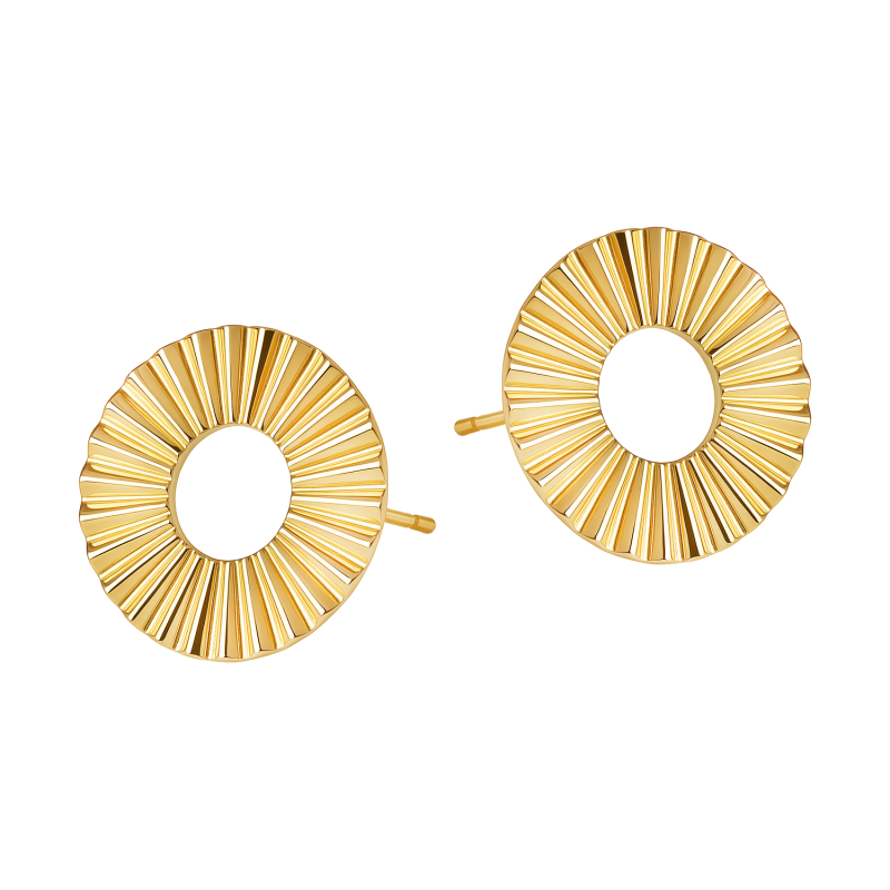 Kolczyki pozłacane falowane koło