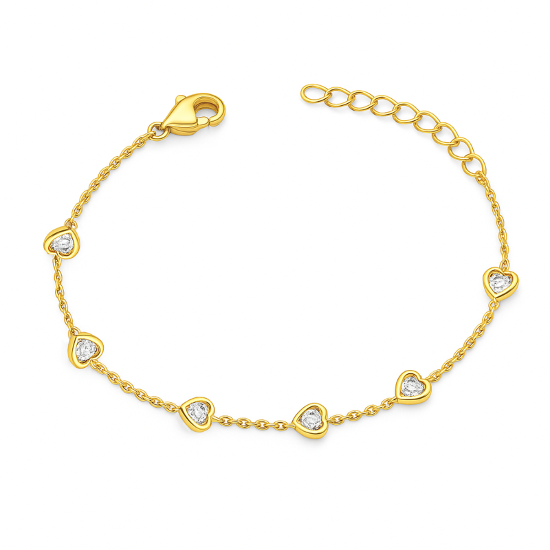 Bransoleta pozłacana z cyrkoniami w formie serc