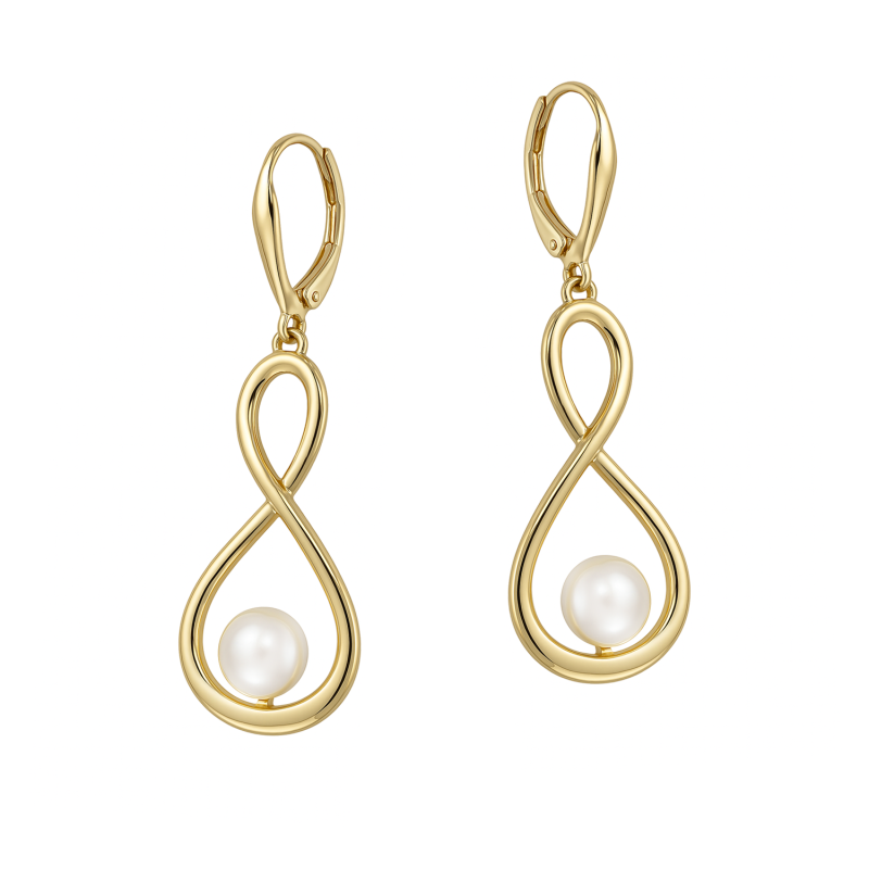 Złote Kolczyki Ósemki z Perłą - JubilerSezam.pl