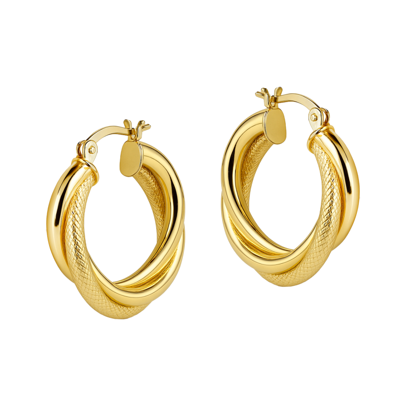 Kolczyki złote zaplecione kółka