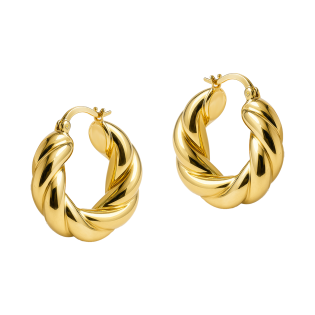 Kolczyki złote kółka sznur