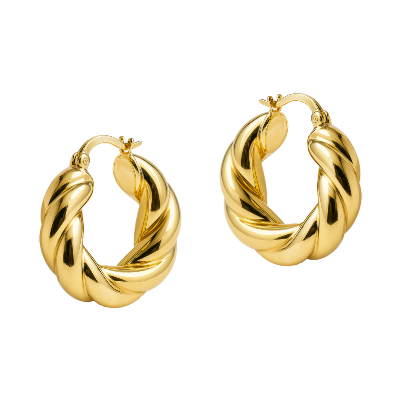 Kolczyki złote kółka sznur