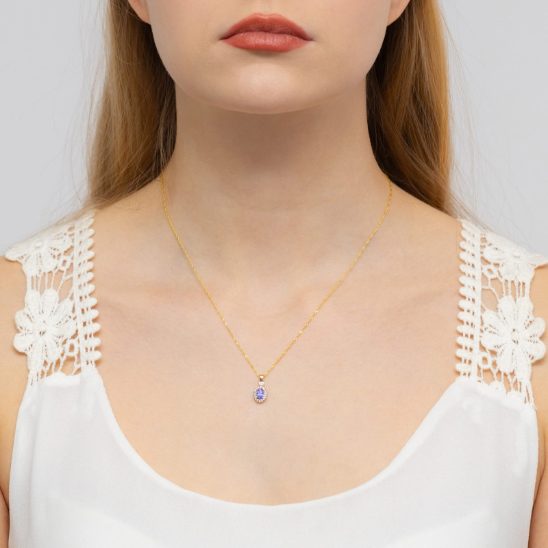 Zawieszka złota z tanzanitem i diamentami