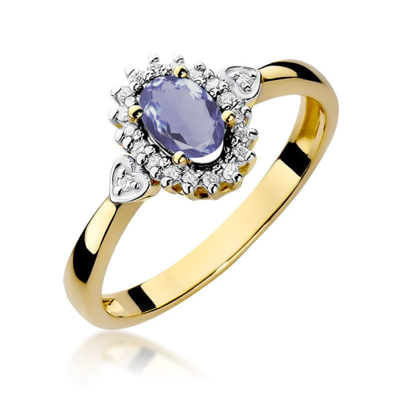 Pierścionek zaręczynowy z tanzanitem i diamentami