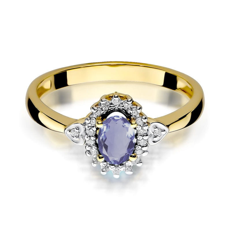 Pierścionek zaręczynowy z tanzanitem i diamentami