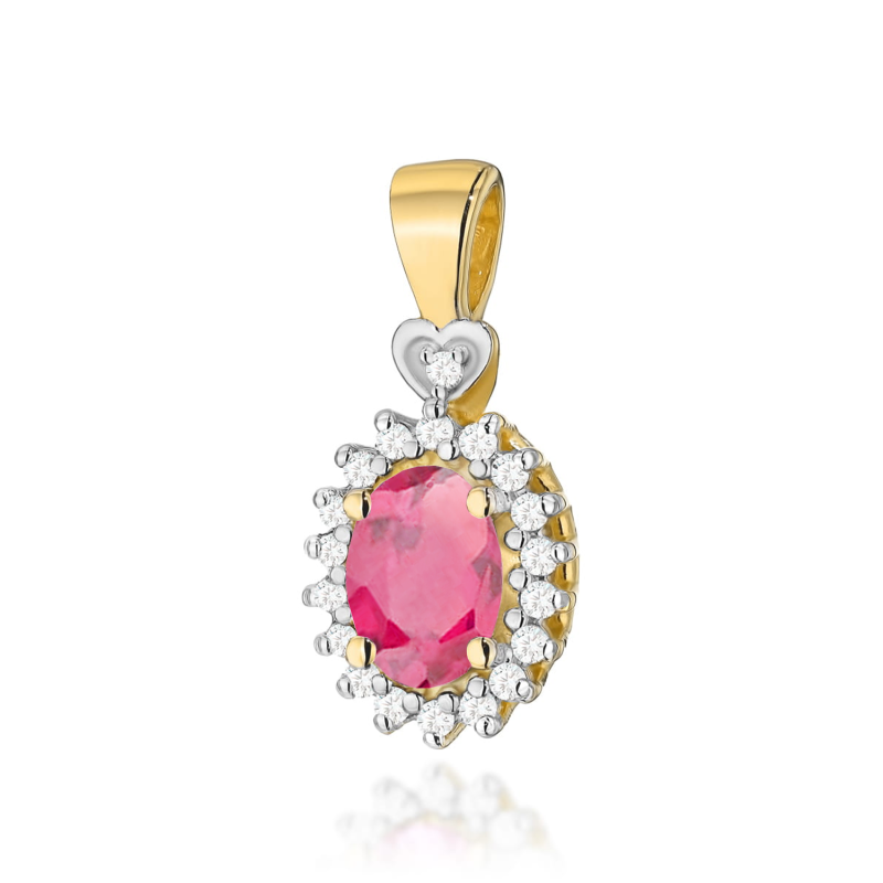 Zawieszka złota z różowym topazem i diamentami