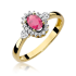 Pierścionek zaręczynowy z różowym topazem i diamentami