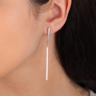 Kolczyki srebrne z dwoma pałkami