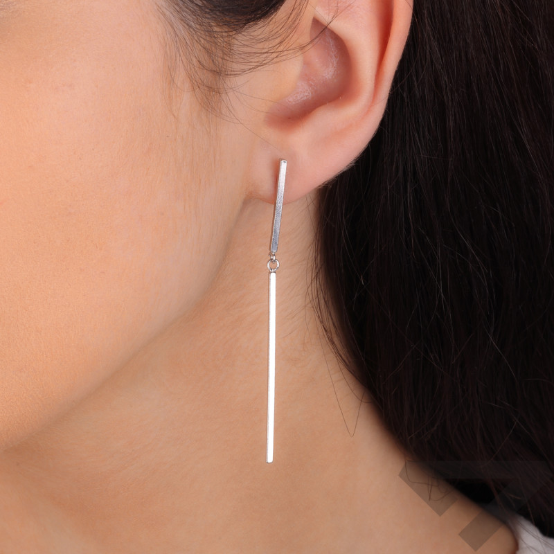 Kolczyki srebrne z dwoma pałkami