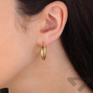 Kolczyki pozłacane grawerowane kółka rurka