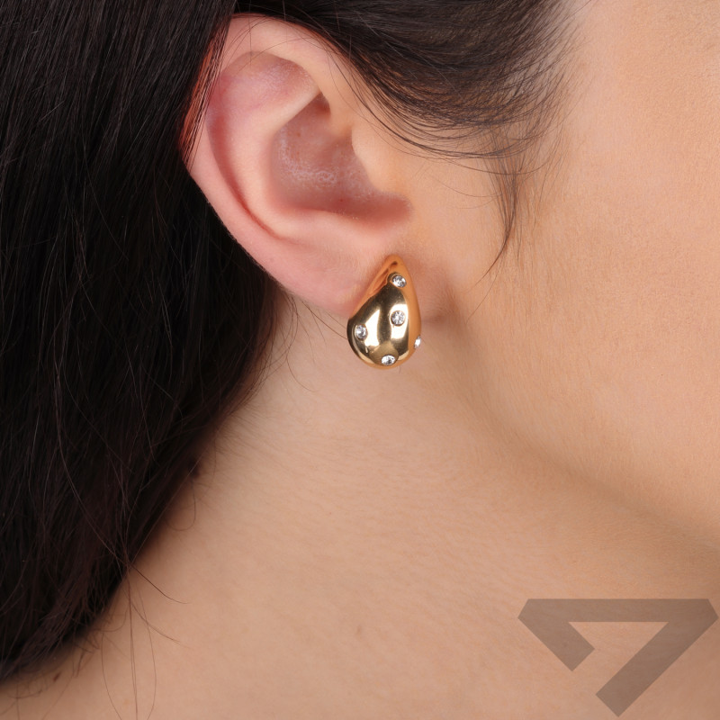 Kolczyki pozłacane kropla z cyrkoniami