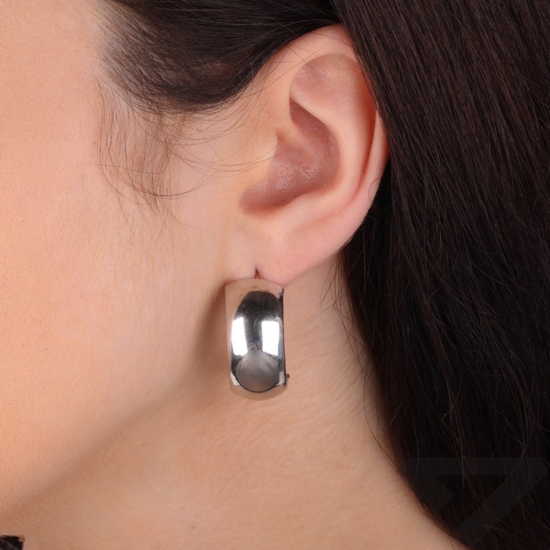 Kolczyki srebrne szerokie półkółko