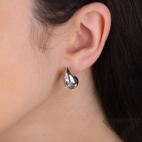 Kolczyki srebrne kropla z cyrkoniami