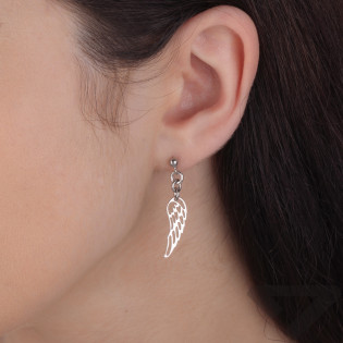 Kolczyki srebrne z ażurowym skrzydłem
