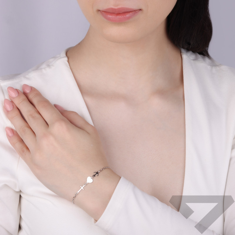 Bransoleta srebrna wiara nadzieja miłość