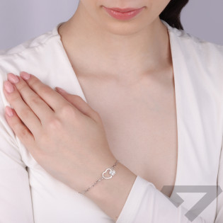 Bransoleta srebrna z dwoma sercami