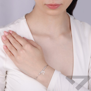 Bransoleta srebrna z drzewkiem i cyrkoniami