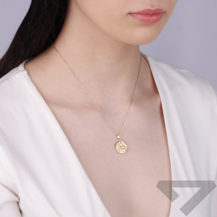 Medalik złoty Szkaplerz w grawerowanym kole próba 585