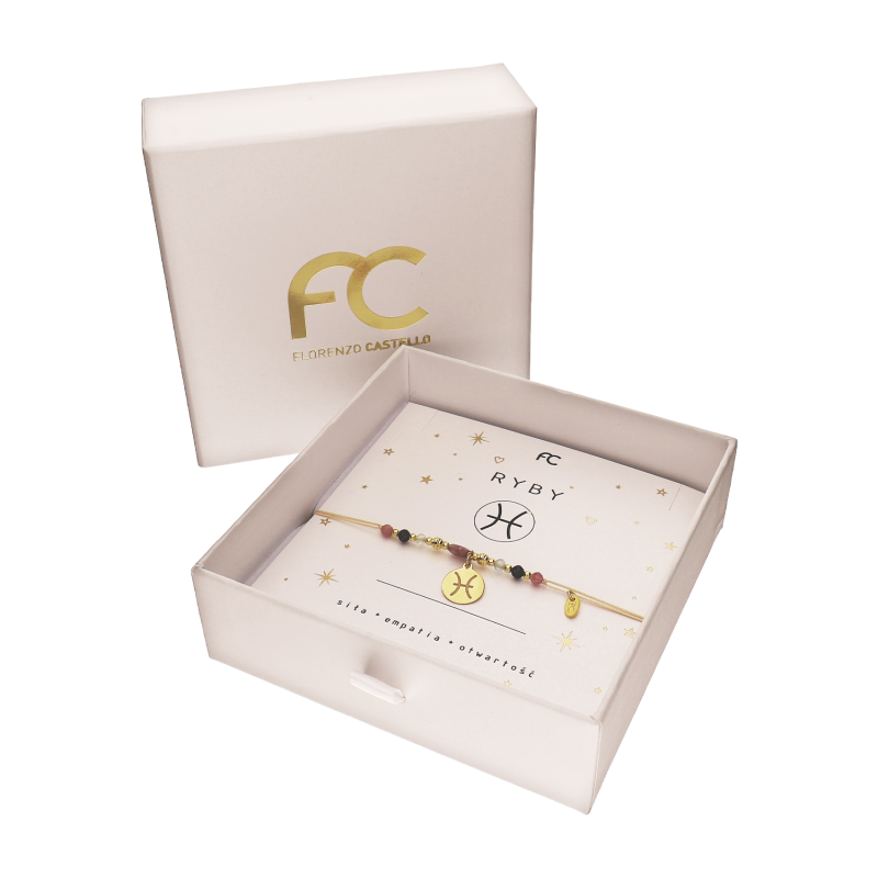 Bransoleta znak zodiaku Ryby z kamieniami naturalnymi