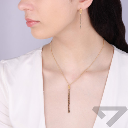 Kolczyki pozłacane węzeł i czarne cyrkonie