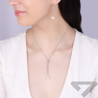 Kolczyki srebrne z białą perłą