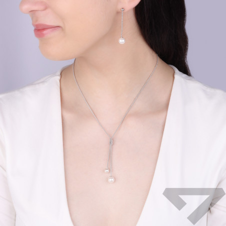 Kolczyki srebrne z białą perłą