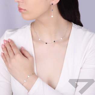 Bransoleta srebrna z sercami