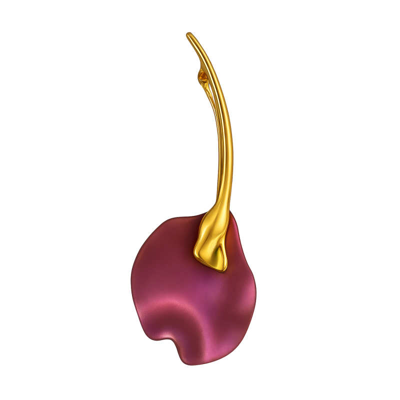 Broszka pozłacana kalia z różowym tytanem