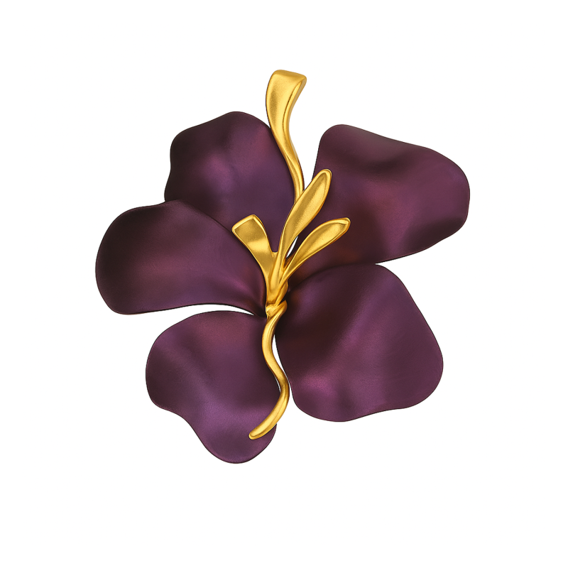 Zawieszka pozłacana kwiat z różowym tytanem