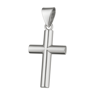 Krzyżyk srebrny rodowany gładki półrurka
