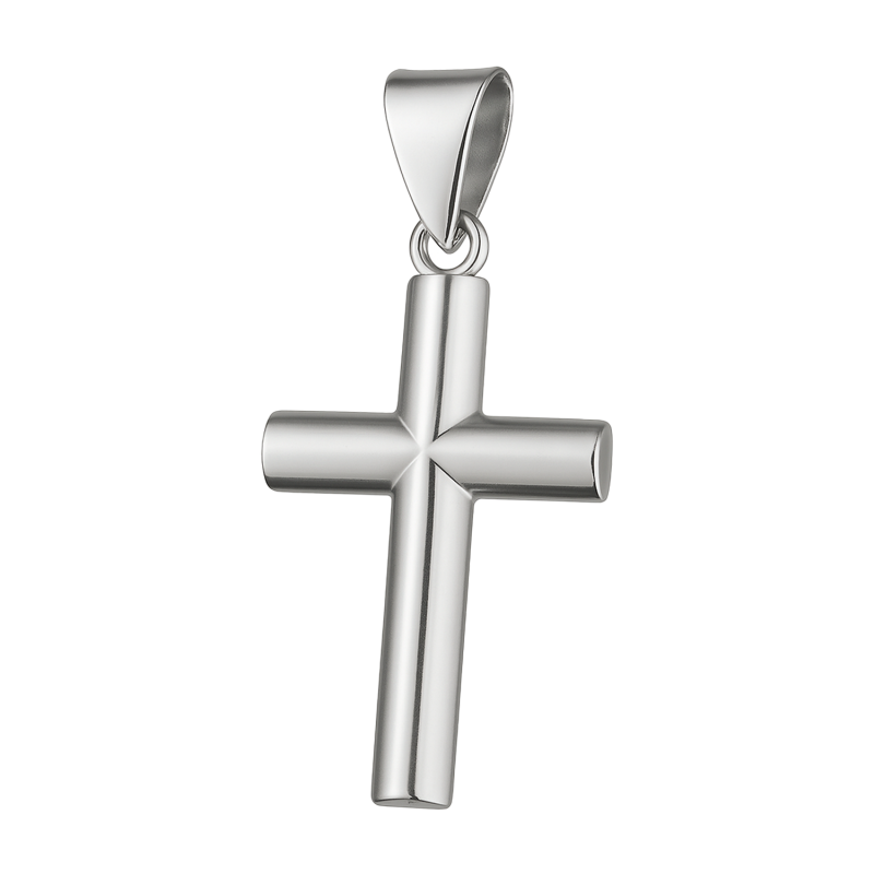 Krzyżyk srebrny rodowany gładki półrurka