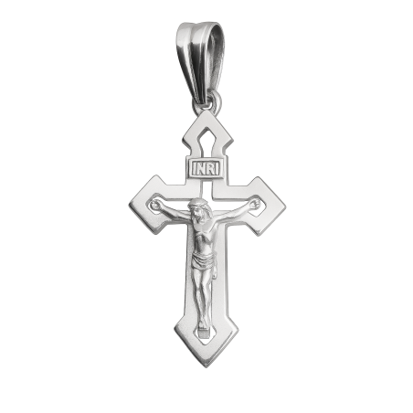 Krzyżyk srebrny pusty z wizerunkiem Pana Jezusa