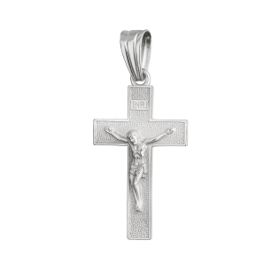 Krzyżyk srebrny tłoczony z wizerunkiem Pana Jezusa