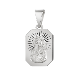 Medalik srebrny Częstochowska w prosokącie