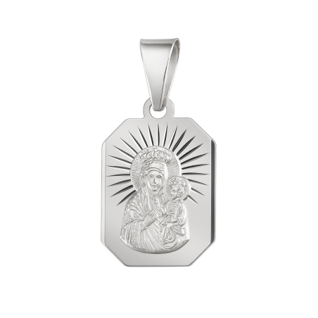 Medalik srebrny Częstochowska w prosokącie