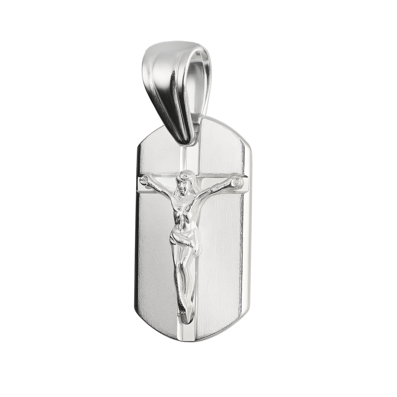 Medalik srebrny rodowany blaszka z Panem Jezusem