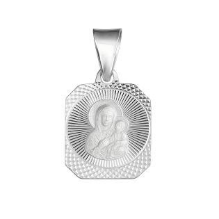 Medalik srebrny Częstochowska w prostokącie