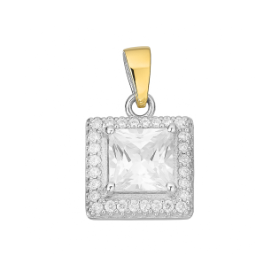 Zawieszka srebrna markiza z cyrkoniami i złotym elementem