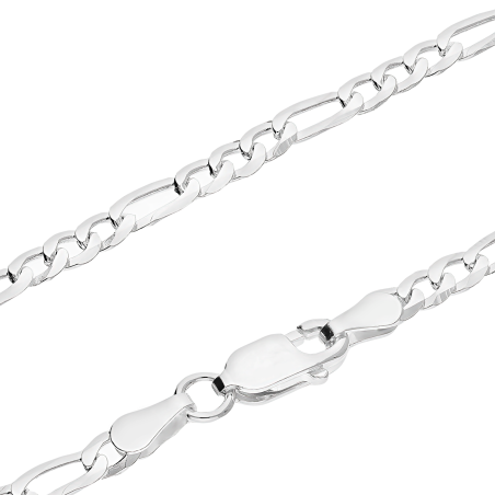 Srebrny łańcuszek Figaro pr. 925 rodowany - JubilerSezam.pl