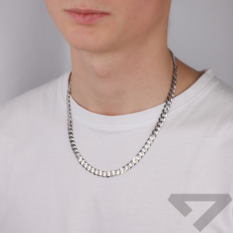 Łańcuszek srebrny rodowany typu pancer