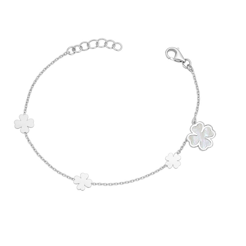 Bransoleta srebrna z koniczynkami