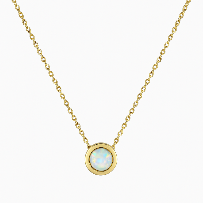 Naszyjnik złoty z białym opalem