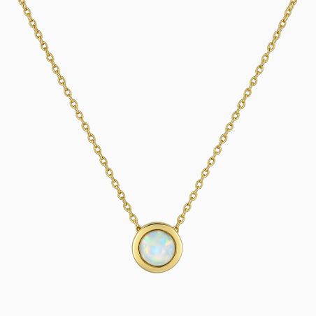 Naszyjnik złoty z białym opalem