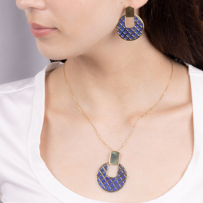 Kolczyki pozłacane koło z koniczynkami i tytanem/sztyf próba 925