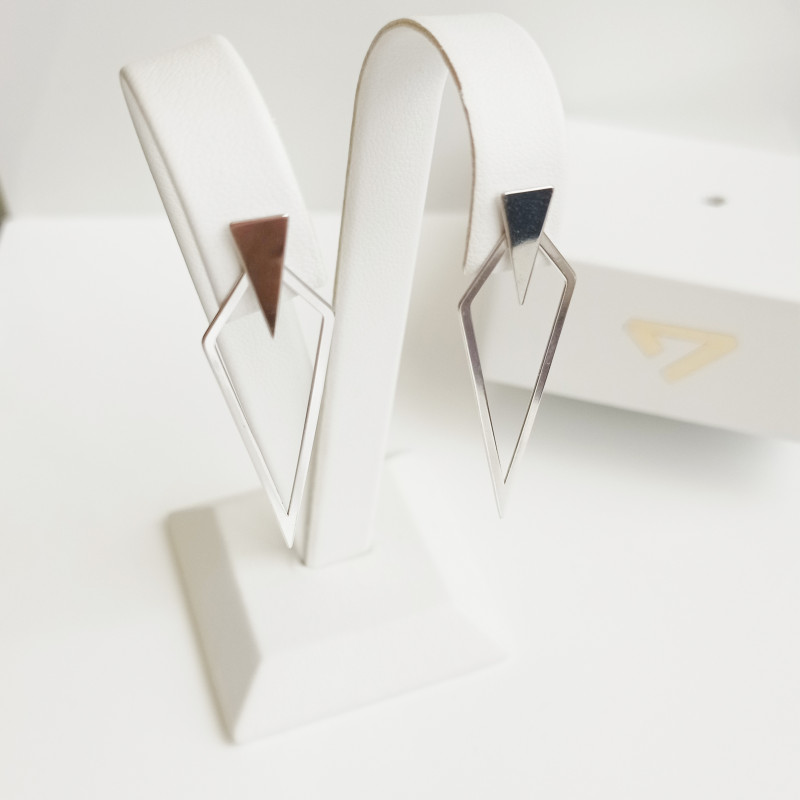 Kolczyki srebrne deltoid ramka/sztyft próba 925