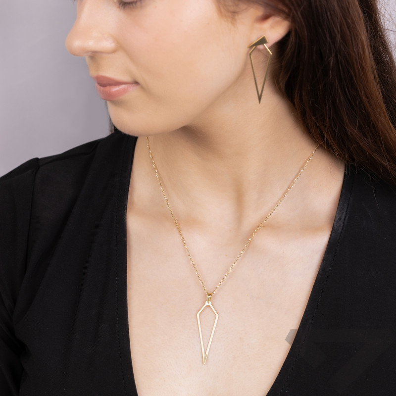 Kolczyki pozłacane deltoid ramka/sztyft próba 925