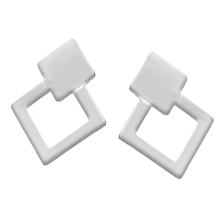 Kolczyki srebrne romb ramka i romb gładki/sztyft próba 925