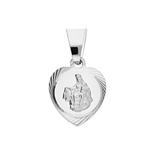 Medalik srebrny rodowany Szkaplerz serce grawerowane próba 925
