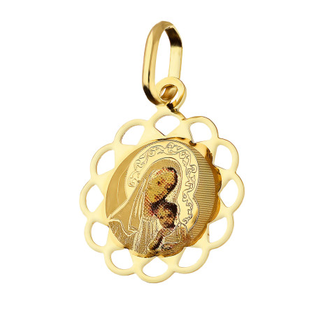 Medalik złoty z Matką Boską z Dzieciątkiem w kole próba 585