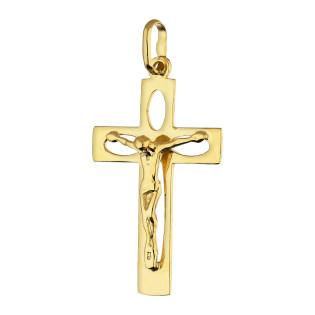 Krzyżyk złoty z nakładanym wizerunkiem Pana Jezusa próba 585